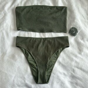 Aerie high cut cheeky bikini bottom XL and 
Aerie bandeau bikini top XL
